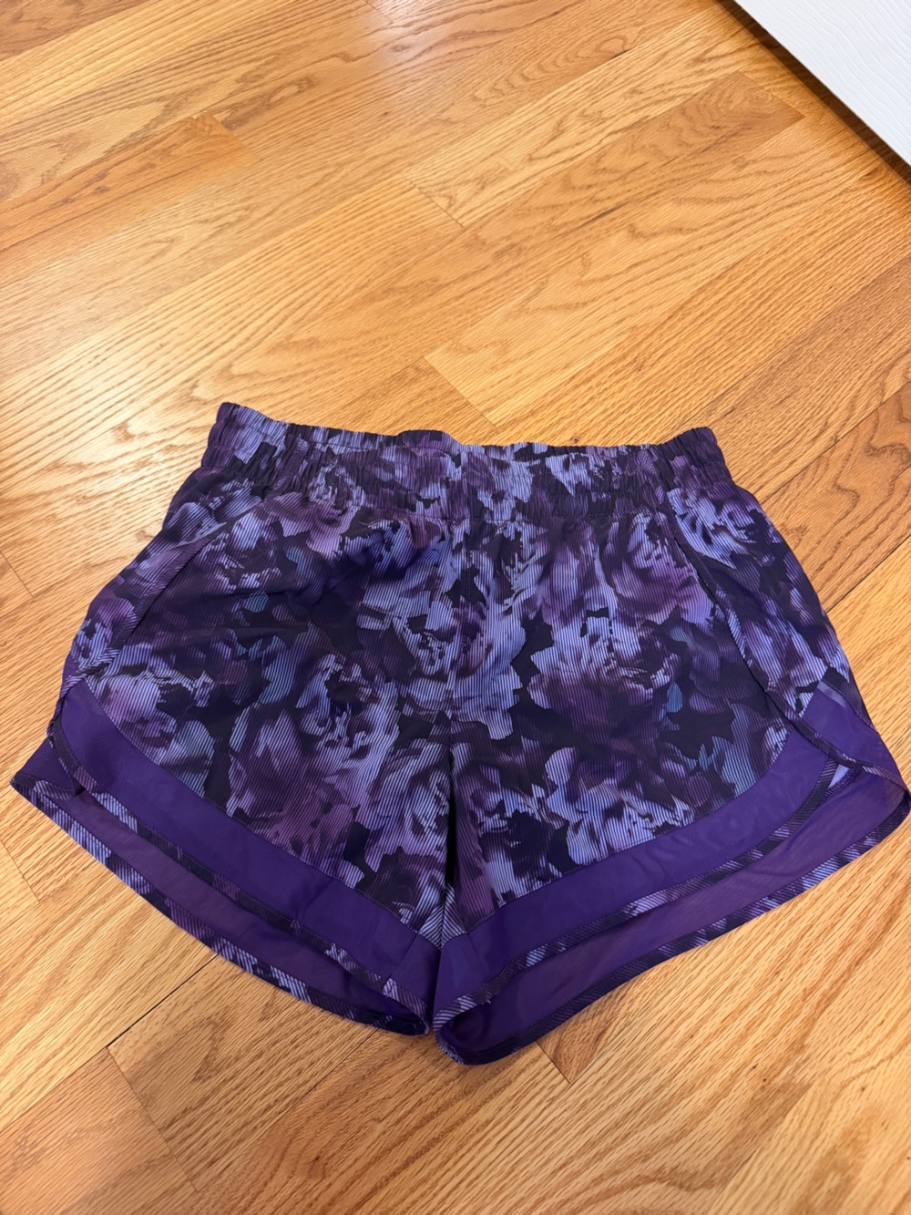 Athleta Purple Floral Print Running Shorts